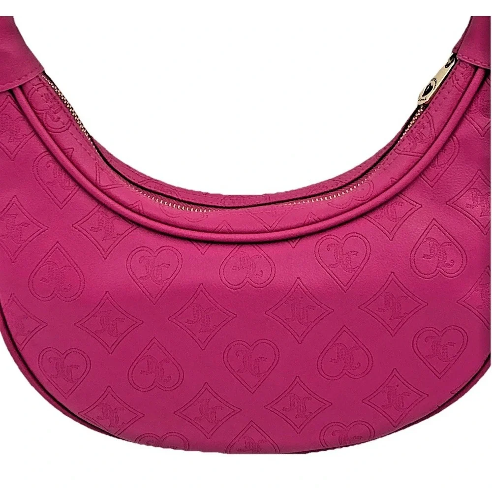 Juicy Couture Top Notch Hobo Shoulder Bag Raspberry Tart Gold Hardware Charms